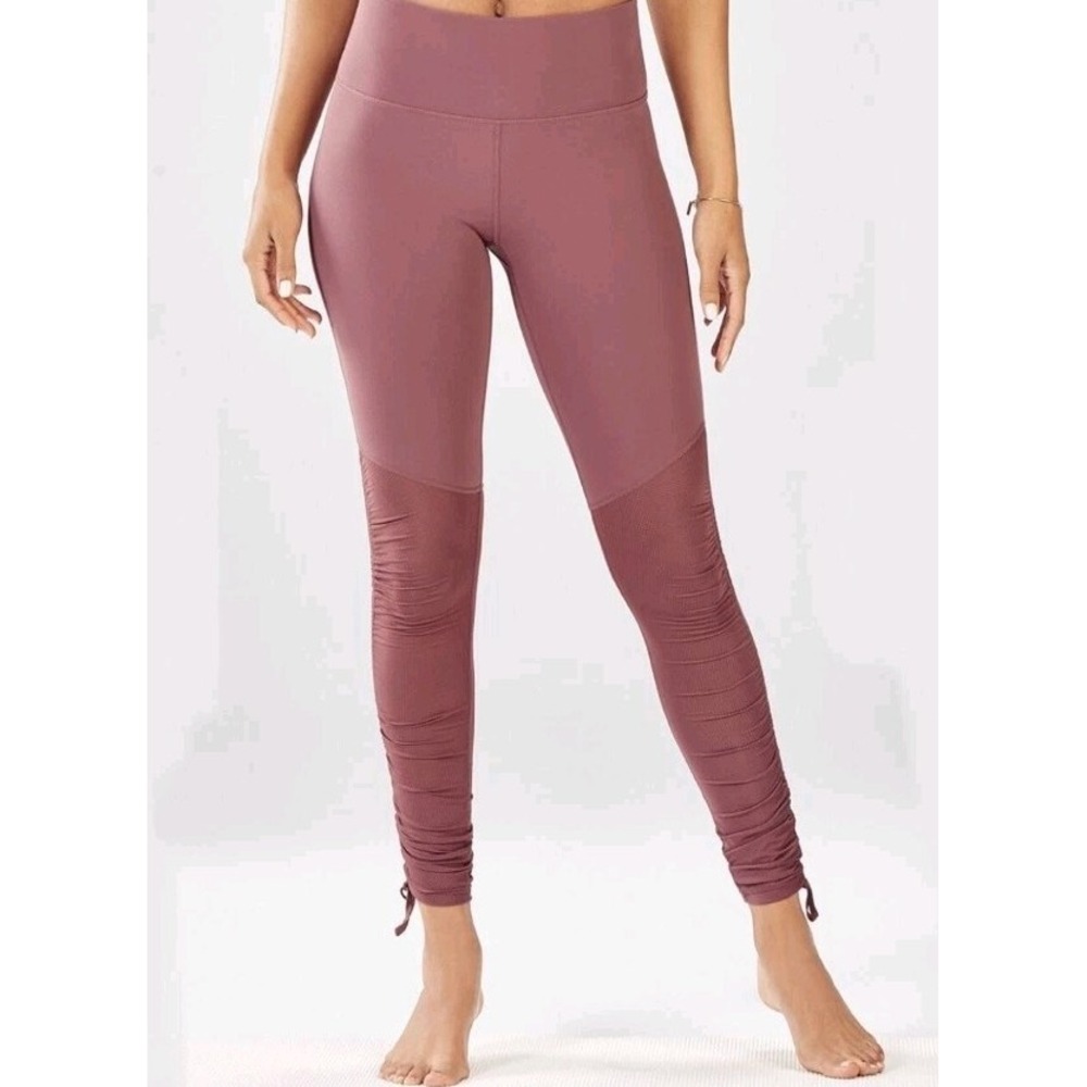 Fabletics Cashel Foldover Pureluxe Legging Small‎ Dark Pink Rouge Cinched Ruched